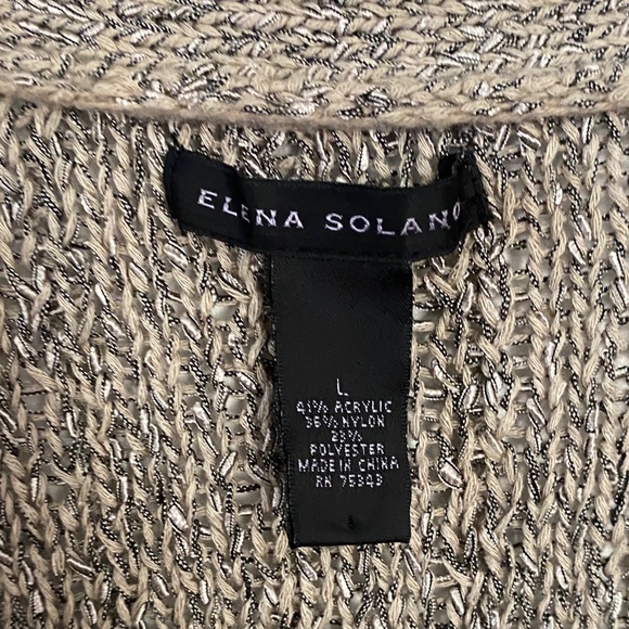 Elena Solan | Open Front Cardigan SWEATER | Gray Satin Marled Knit | Large - Picture 4 of 4